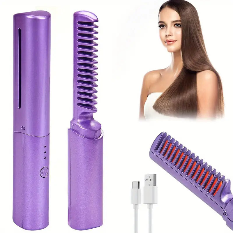 LuxeGlide Wireless Hair Straightener Brush